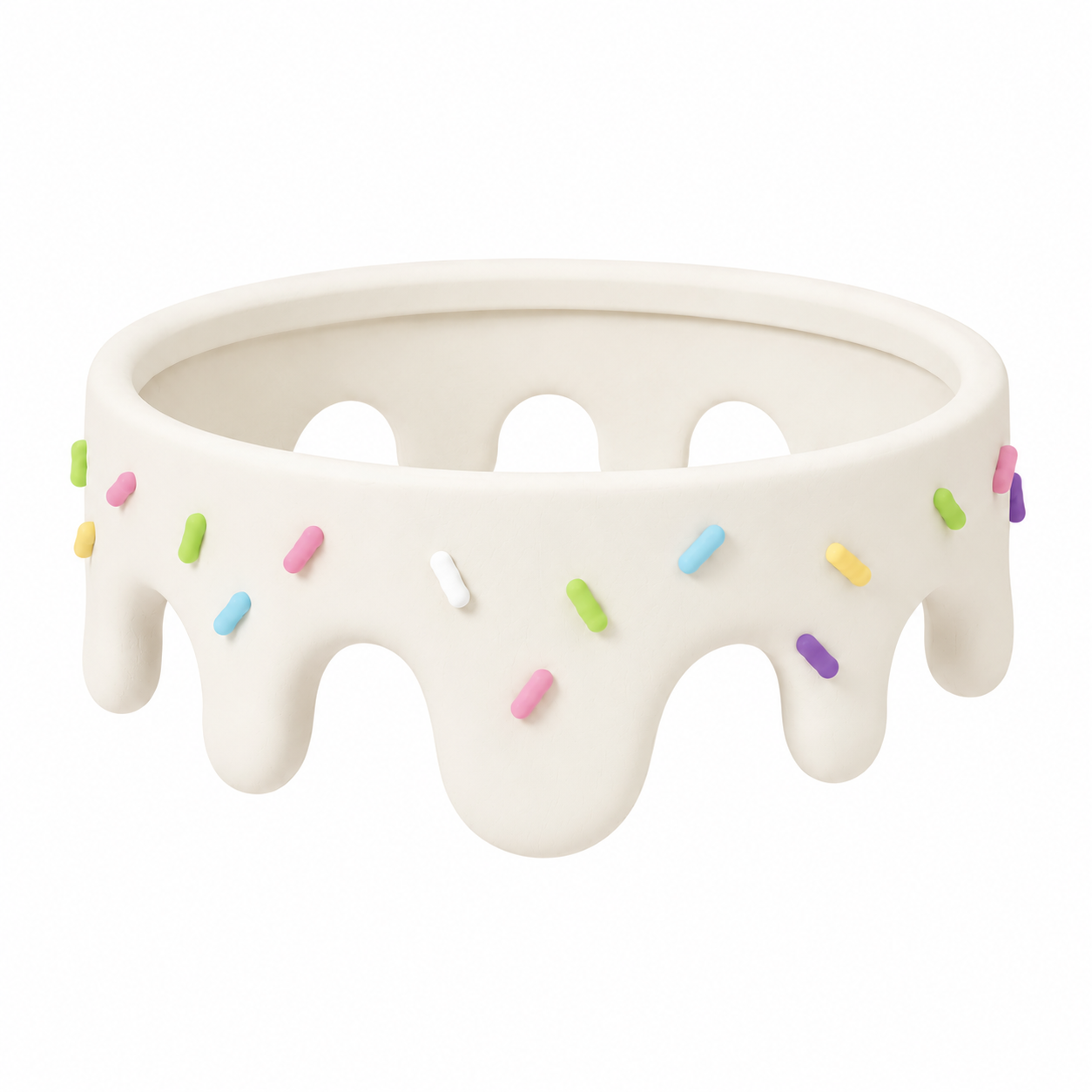 White cotton candy drip ring for tumbler with colorful sprinkles