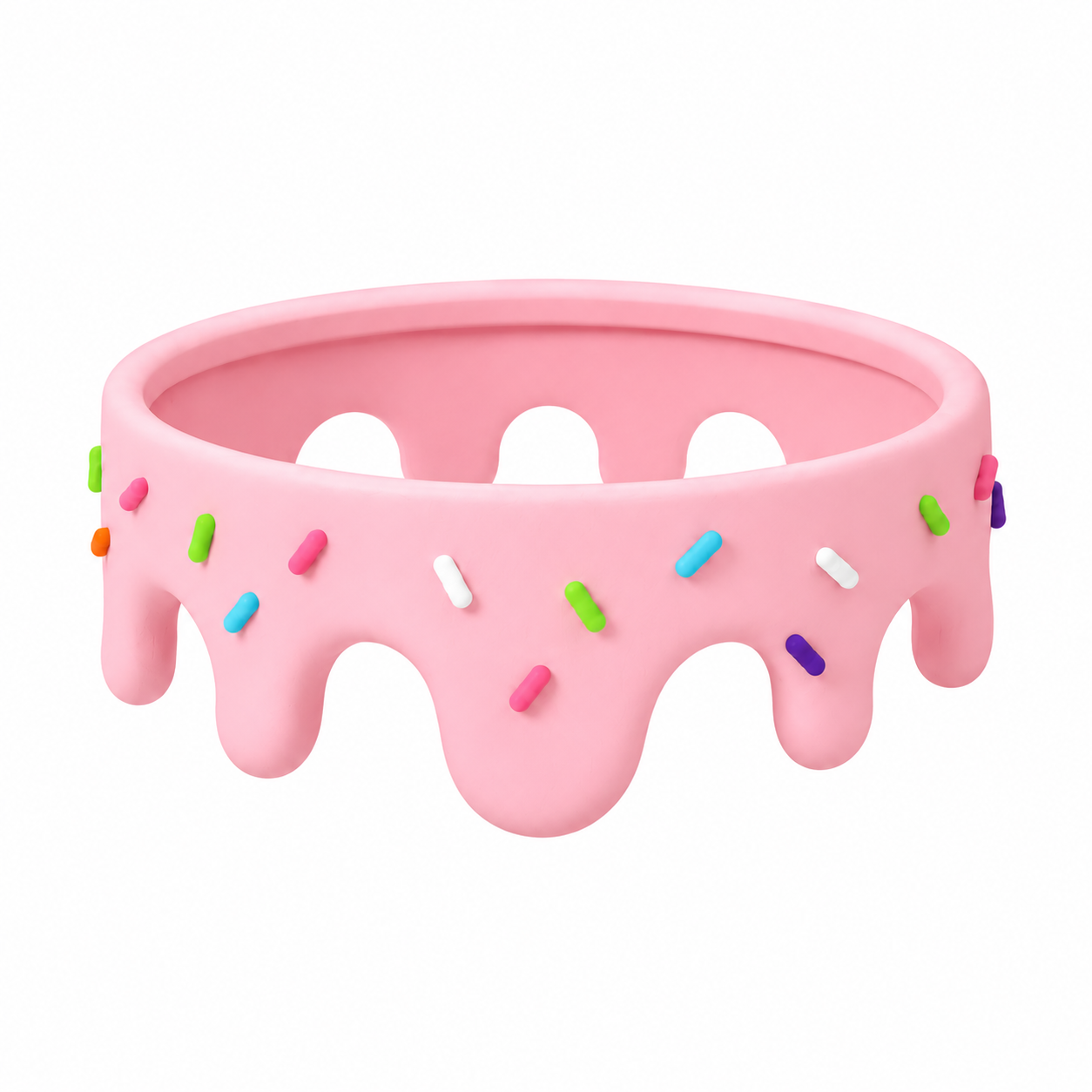Pink Drip Ring with colorful sprinkles on a white background