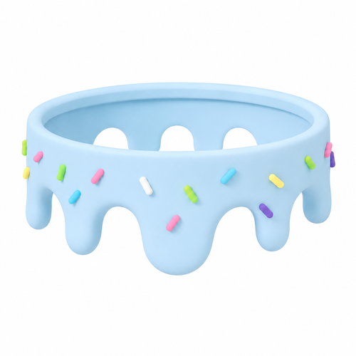 Blue Drip Ring with colorful sprinkles on a white background
